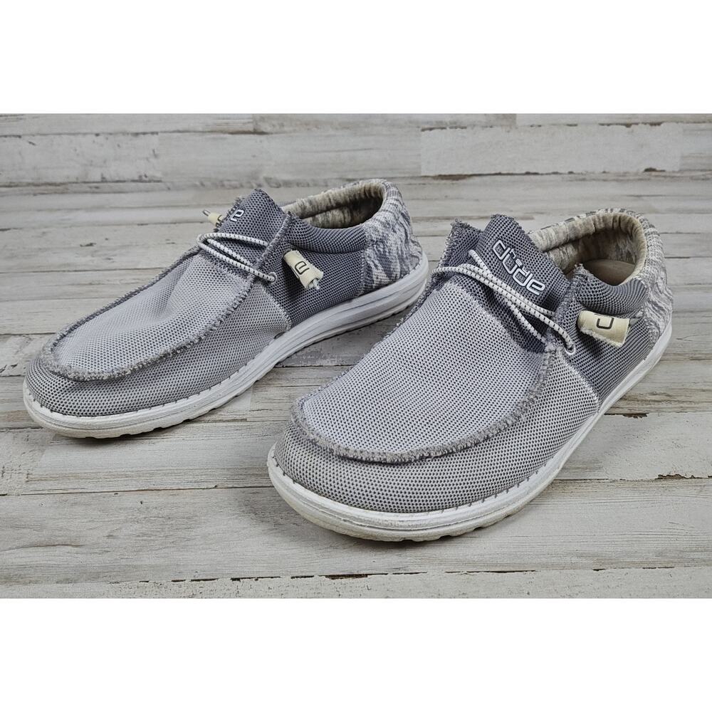 Men's HEY DUDE Wally Tri Shoe Sergeant Size 13 Light Gray/Dark Gray/Ash